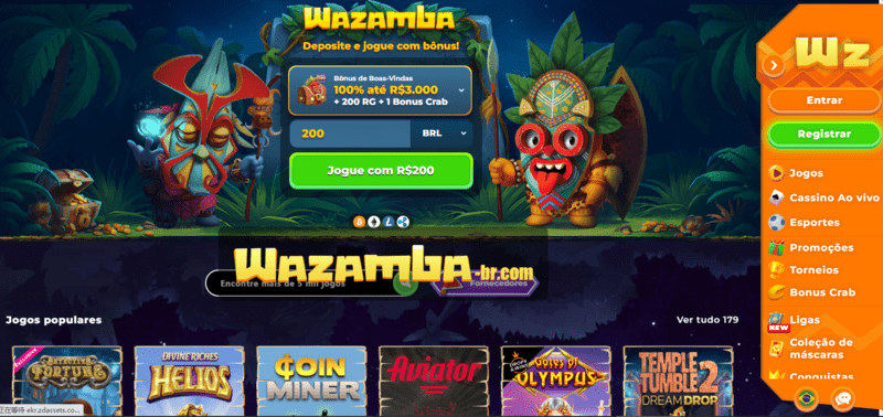 Bônus de Boas-Vindas Wazamba Casino